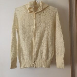 JUNYA WATANABE COMME DES GARCONS Ivory Mohair Pointelle Cardigan S